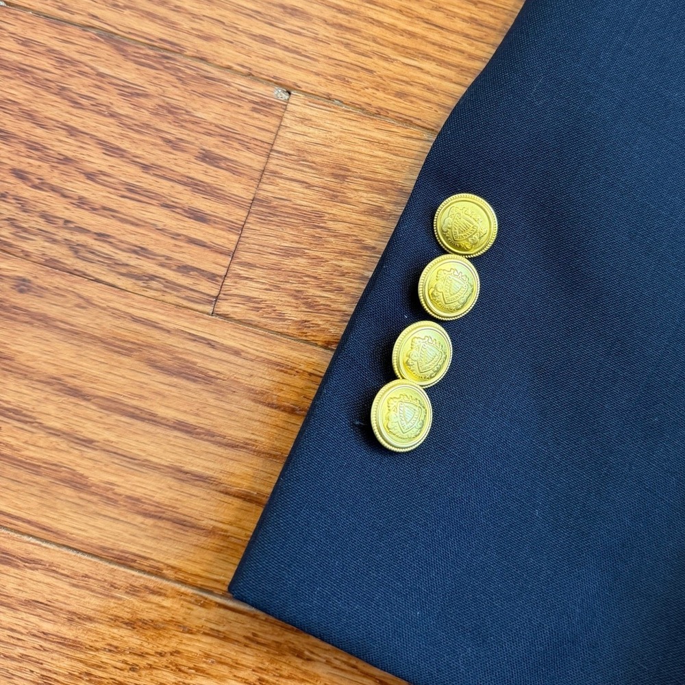 New Jos. A. Bank Executive Wool Blazer Mens 44S Navy Blue Gold Buttons Formal - Picture 2 of 16